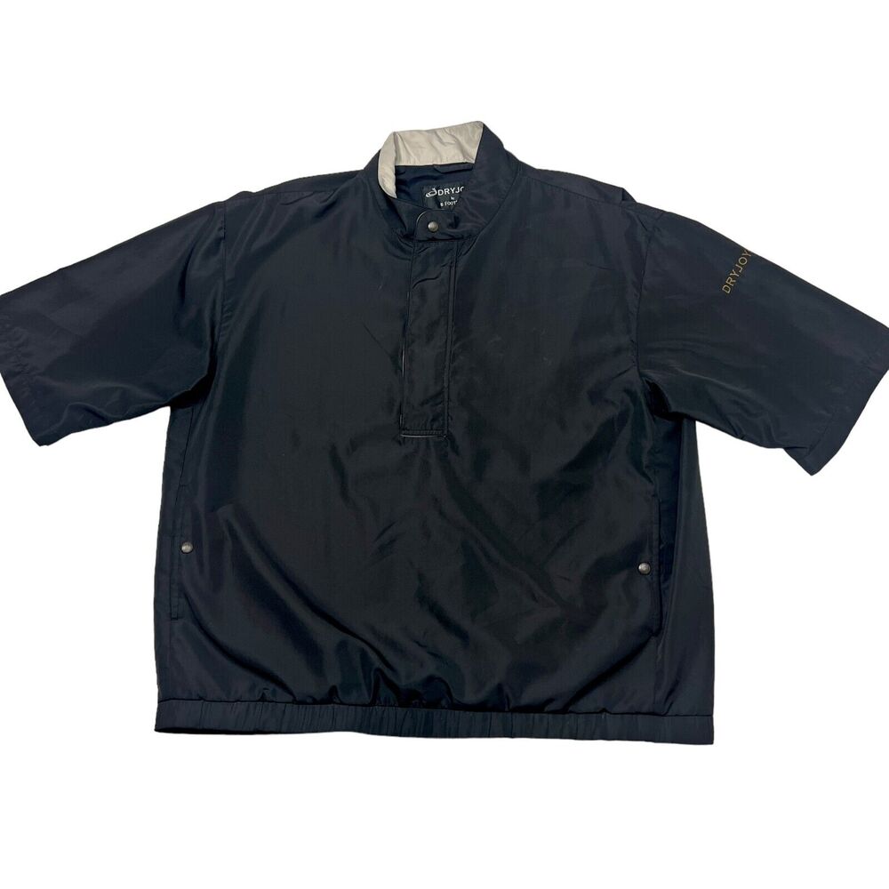 Footjoy Golf Jacket Mens Large Black Dryjoy Performance Short Sleeve Windbreaker